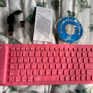 Pink Bluetooth Roll-Up Keyboard